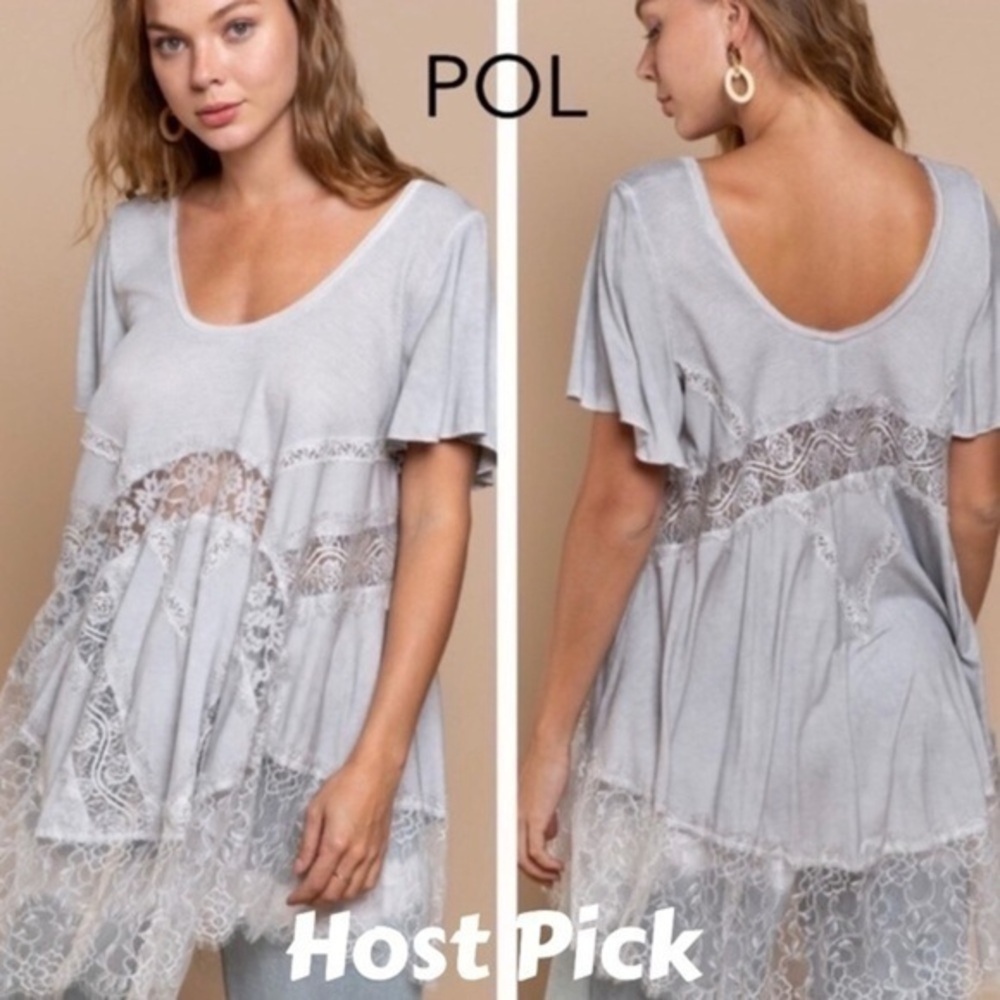 1 LEFT | POL Feminine Casual Knit Lace Top Blouse (Host Pick) BRAND NEW
